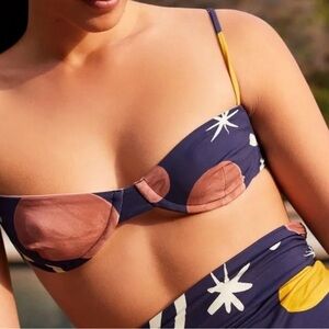 Anthropologie Navy and Peach Bikini